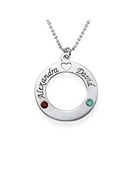 Sterling Silver Name Circle with Swarovski Birthstones - Custom made with 2 names!