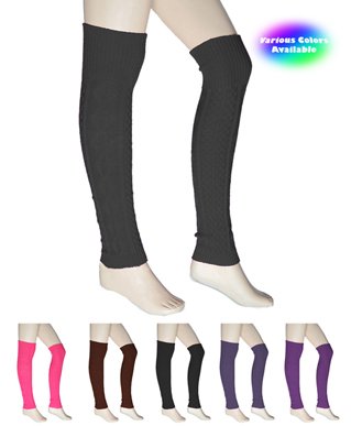 Ladies' Solid Color Extra-Long Knit Leg Warmers with Free Shipping