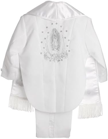 Boy White Tail Paisley Design Christening Silver Virgin Embroidered Tuxedo size 3