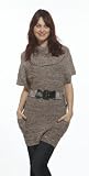 15325X-TC-3X Curve Appeal Plus Size Belted Cowl Neck Sweater in TAUPE COMBO Size: 3X