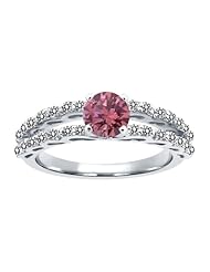 1.13 Ct Round Pink and White Diamond 925 Sterling Silver Ring