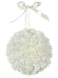 41fNdQQ%2BaIL. SL160  Club Pack of 12 Artificial Cream Rose Silk Flower Ball Topiaries with Ribbons