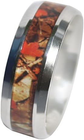 Camo Ring for Men & Women GUARANTEED LIFETIME WARRANTY, 8mm Wild Amber Blaze Orange Camo Ring, Camo Wedding Rings ON SALE TODAY!