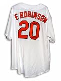 Autographed Frank Robinson Baltimore Orioles White Majestic Throwback Jersey Inscribed 1966 MVP