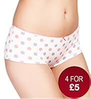 Cotton Rich Low Rise Large Spotted Shorts