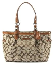 Coach 12cm Signature East West Gallery Book Bag Tote Handbag Toffee