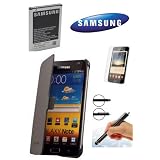 PacK EXCLUSIF **** POUR SAMSUNG GALAXY NOTE Housse Samsug galaxy note OFFICIEL Etui Coque d'ORIGINE CONSTRUCTEUR + Batterie Accu de charge BT-EB615268VU Origine certifie + Stylet ecran tactile de couleur noir et argent brillant + 3 X Film Protection ecran ***** QUALIT� LUXE VERITABLE *******par Access-Discount