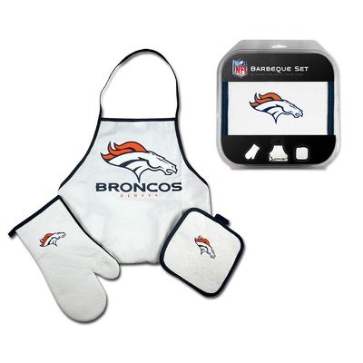 Denver Broncos NFL Barbeque Tailgate Set with Apron, Oven Mitt and Pot Holder