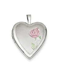 Sterling Silver 20mm Enameled Flower Heart Locket. Metal Wt- 3.4g