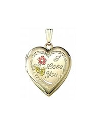 14K Gold Filled "I Love You" Heart Locket 3/4 inch x 3/4 inch