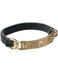 Steve Madden Grey and Gold Identification Bracelet, 7.5"