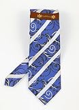 Phat Farm - Phat Farm Royal Blue and Black Floral with White Stripe Tie