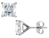 CRISLU Cubic Zirconia (CZ) Princess Cut 4.0 Carat (ctw) Stud Earrings in Sterling Silver