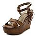 Ollio Womens Shoe Burnish Vintage Ankle Cuff Heel Wedge Sandal