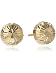 14k Yellow Gold 8mm Fancy Diamond-Cut Domed Stud Earrings
