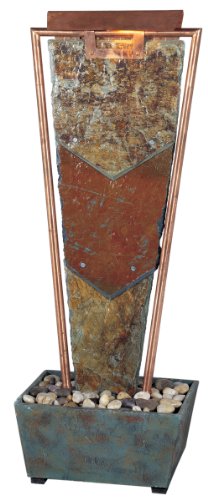 Kenroy Home #50270COP Tripilier Indoor Floor Fountain in Natural Slate and Natural Copper Finish