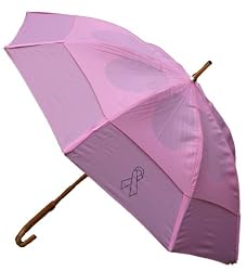 GustBuster Classic 48-Inch Automatic Golf Umbrella, Pink with Cancer Ribbon Logo