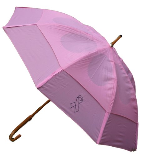 GustBuster Classic 48-Inch Automatic Golf Umbrella, Pink with Cancer Ribbon Logo