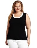 Jones New York Women's Shell Sweater, Jet Black/Jet White, 3X