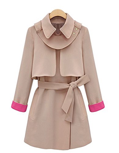 コート トレンチコート バイカラー 大きいサイズ 長袖 カジュアル フェミニン エレガント 通学 通勤 レディース 美脚 秋物 冬物 可愛いスカーフ付き m403