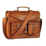 B & H Genuine Leather Messenger Bag 15" Leather Laptop Bag Leather Satchel Briefcase Bag.