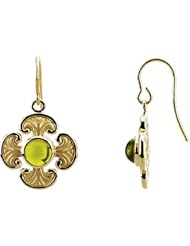 14K Yellow Gold Peridot Ornate Cross Earrings -- LIFETIME WARRANTY