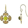 14K Yellow Gold Peridot Ornate Cross Earrings