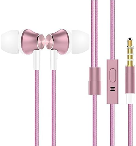 Teleson, Earphone In-Ear Headphones Earbuds Stereo Earphones with Mic/Controller Universal 3.5mm for iPhone, Android Compatible MK800(Pink)