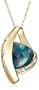 10k Yellow Gold Trillion Cut Created Mosaic Opal and Diamond Pendant, 18"