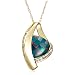 10k Yellow Gold Trillion Cut Created Mosaic Opal and Diamond Pendant, 18"