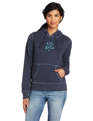 Life is Good Women's LIG Softwash Hoodie (True Blue, X-Small) On Sale