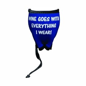 Oenophilia Words of Woozie Neoprene Wine Glass Sleeve, 'Wine Goes with Everything I Wear'