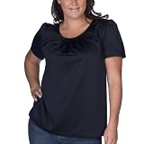 Women's Plus Size Mossimo Black: Short-Sleeve Pleated Top-Ebony