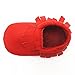 Sayoyo Baby Red Tassels Soft Sole Leather Infant Toddler Prewalker Shoes (6-12 months, Red)