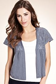 Indigo Collection Cotton Rich Floral Crochet Shrug