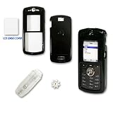 Verizon Sprint Motorola SLVR L7c CDMA Solid Black Snap-On Crystal Case Cover with Removable Belt Cli...