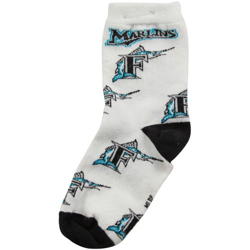 Florida Marlins Toddler Allover Crew Socks - White
