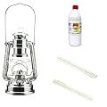 Original Feuerhand Sturmlaterne - verzinnt - + 1 Liter Meyers Petroleum + 2 Ersatzdochte - Petroleumlampe Suprax Glas