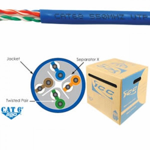 ICC CAT6e CMR PVC Cable Blue Conductor Solid Bare Copper ICC