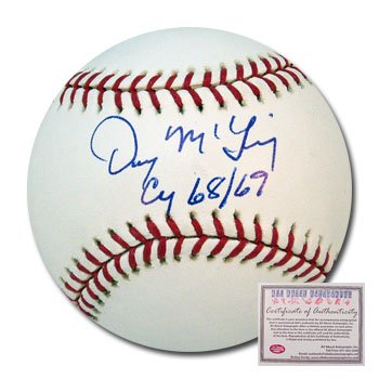 Denny McLain Detroit Tigers MLB Hand Signed Rawlings Baseball with Cy 68/69 Inscription