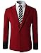 H2H Mens Casual Slim Fit Blazers One Button of Mandarin Collar Ponte Fabric