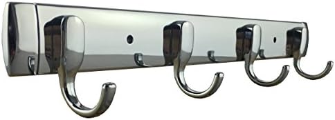 Coat Rack Hat Rail Wall Mounted, Yashi, Stainless Steel Heavy Duty Hook (4 Hooks Style-II)
