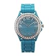 Blue and Silver Silicone Gel Ceramic Style Band Crystal Bezel Watch