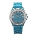 Blue and Silver Silicone Gel Ceramic Style Band Crystal Bezel Watch