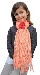 Handmade Scarf - Coral Peach (Kids Large/100% Knitted By Hand) [Apparel]