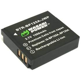 Wasabi Power Battery for Samsung BP125A, IA-BP125A and Samsung HMX-M20, HMX-Q10, HMX-Q11, HMX-Q20, HMX-Q100, HMX-Q130, HMX-QF20, HMX-T10