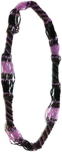 2-6 Day Delivery- Multiple Colors Available, Including Metallic Colors Handmade Balinese Tribal African Style Geometric Pattern Beading Glass Beaded Jewelry Trendy Unique Design Modern Indonesian Fashion Accessory from Bali (Black Purple)