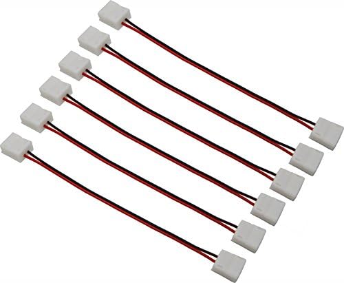 (Lot of 6)SpiritLED Waterproof LED Strip Light Connector,2-conductor 8mm wide,3528 LED Strip Light Connector,No Need Soldering (6, Wideness 8mm)