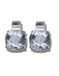 .07 ct 8 x 8 mm Checkerboard Aquamarine Earring