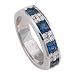 14K White Gold 5/8 ct. Machine Set Diamond and 7/8 ct. Square Shaped Sapphire Wedding Band (F-G Color, VS Clarity)